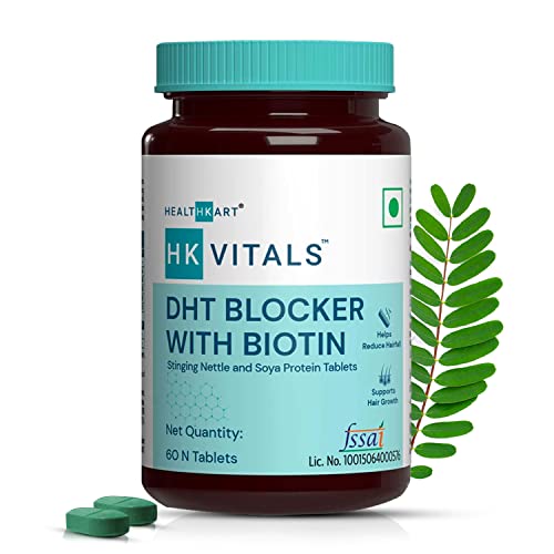 HealthKart HK Vitals DHT Blocker with Biotin, Stinging Nettle and Soya Protein, Stimulates Hair Growth, 60 Tablets