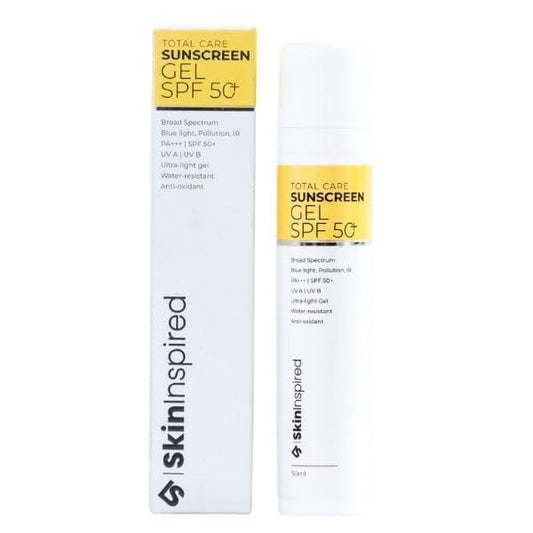 SkinInspired Total Care Gel Sunscreen | SPF 50+ PA+++ | Broad Spectrum | Ultra Light Gel | All Skin ypes | For Both Men & Women | Airless Pump - 50 ml