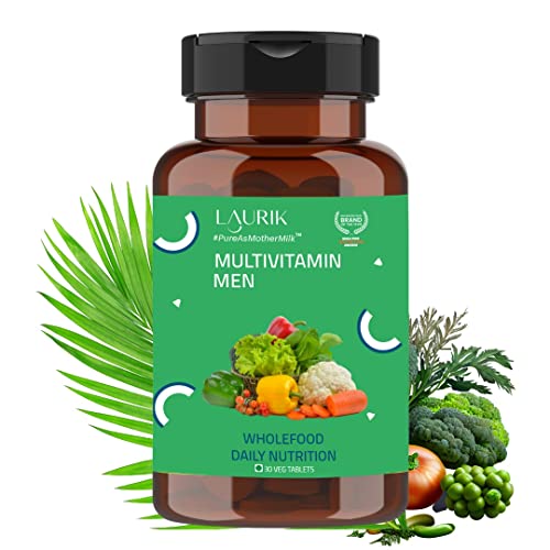 Laurik Multivitamin Tablets For Men | Vitamin A, C, D,E with B Vitamin's, Iron, Zinc and Calcium SupHealth, Immunity & Strong Muscles - 30 Veg Tablets