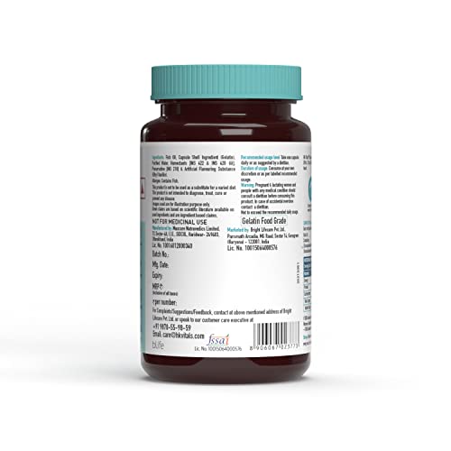 HealthKart HK Vitals Salmon Omega 3, 1000mg Omega 3 Fish Oil with 180mg EPA & 120mg DHA, For Joints, Brain, and Eyes Health, 60 Capsules