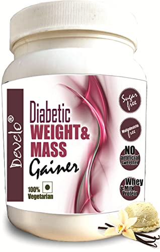 DEVELO Weight & Mass Gainer For Diabetics, Sugar Free Supplement For Diabetes Care, Weight & Muscle Gain – 1Kg Vanilla, Powder