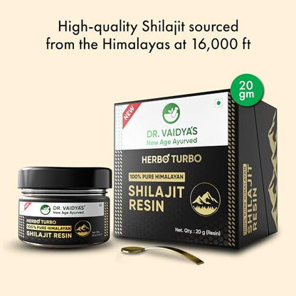 Dr. Vaidya’s Herbo24Turbo Shilajit Resin - 20 g | 100% Pure Himalayan | >75% Fulvic Acid & 80+ Trace Elements | Lab Tested