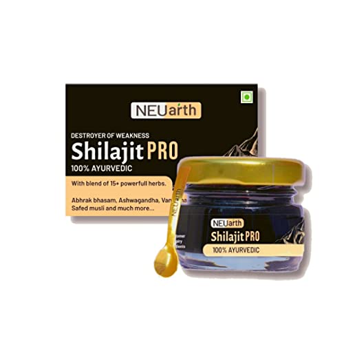 NEUarth Original Himalayan Shilajit/Shilajeet PRO 25g with 15+ Herbs Gold Resin Ashwagandha-Improves Stamina & Strength, Performance booster Pack of 1