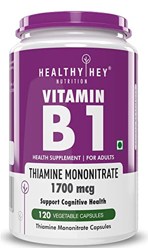 HealthyHey Nutrition Vitamin B1 Thiamine 1700 mcg - 120 Veg Capsules