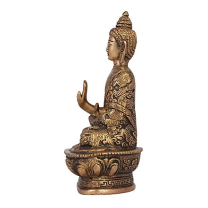 eCraftIndia Meditating Buddha Brass Figurine (12 cm x 8 cm x 20, Brown and Golden)