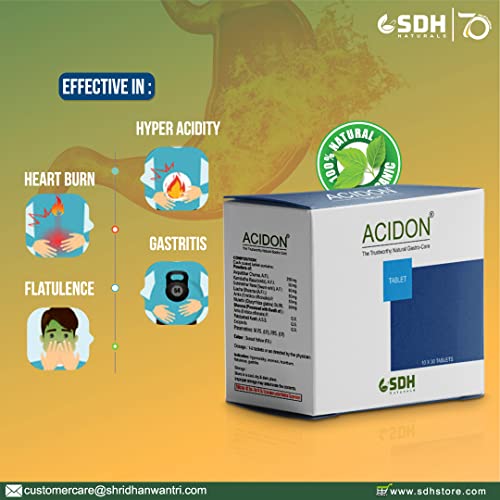 SDH Naturals ACIDON Tablets with Ayurvedic Herbs for Relief from Hyper Acidity,ulcers | All Natural | 10% discount