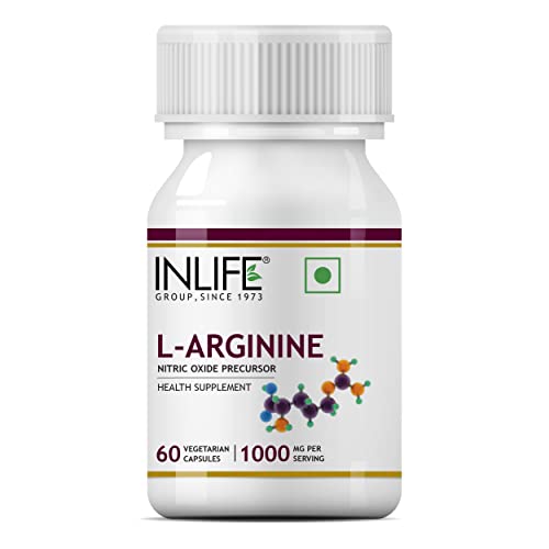 INLIFE L-Arginine 1000mg Supplement (60 Vegetarian Capsules) Serving, Nitric Oxide Precursor