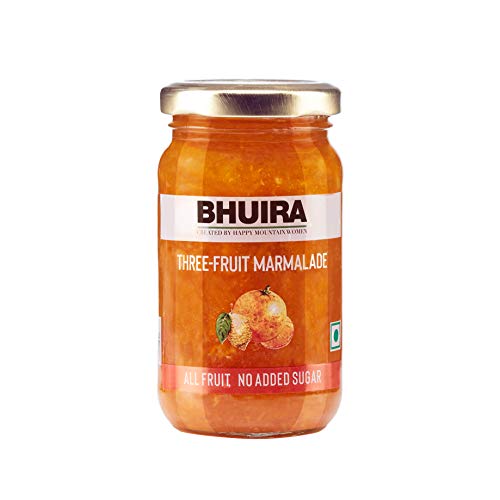 Bhuira Strawberry Preserve & Three Fruit Marmalade-240g Each|No Added Sugar|No Added preservatives |No Artifical Color