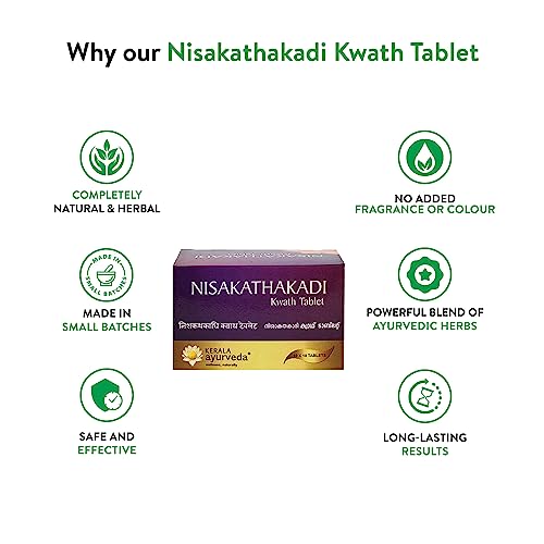 Kerala Ayurveda Nisakathakadi Kwath Tablet 100 Tablets | 100% Ayurvedic| With Haldi, Kathaka, Amla, Usira, Ekanayakam, and Lodhra