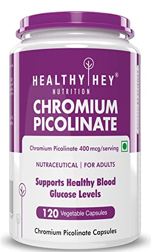 HealthyHey Nutrition Chromium Picolinate 400mcg - 120 Veg Capsules, Non-GMO, Gluten Free
