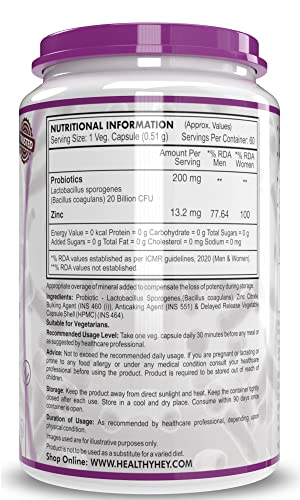 HealthyHey Nutrition Probiotic 20 Billion Cfu Supplement - (60 Capsules)