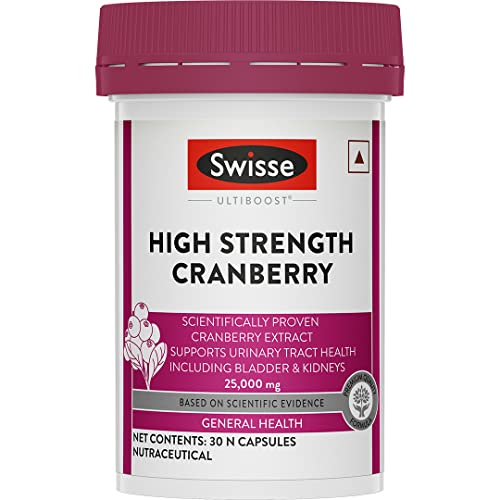 Swisse High Strength Cranberry for PCOS, PCOD & UTI - 25000mg Cranberry Extract (30 Tablets)