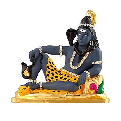 Relicon Lord Shiv Idol | Shankar Idol | Shiva Idol (Design-112) Blue Metal Statue for Car Dashboard | Mandir Murti (L*B*H-7.5 x 1.5 x 7.5 Cm)