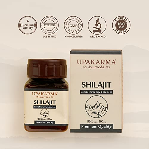 Upakarma Ayurveda Pure Shilajit Capsules 300 mg, 90 Veg Capsules