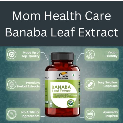 Mom Health Care Phillipines Banaba Leaf Extract | Control Blood Sugar | Herbal Dietary Supplement | Blood Sugar Management | Pack of 90 Capsule