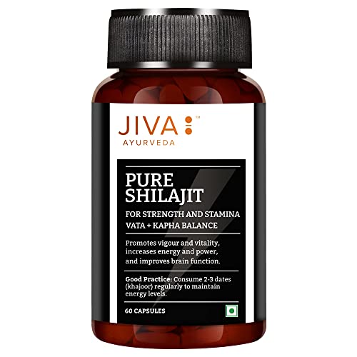 Jiva Pure Shilajit 60 Capsules | Purifies Blood, Rejuvinates Tissues & Reduces Stress & Anxiety | For Men & Women | 100% Pure & Natural (Pack of 1)