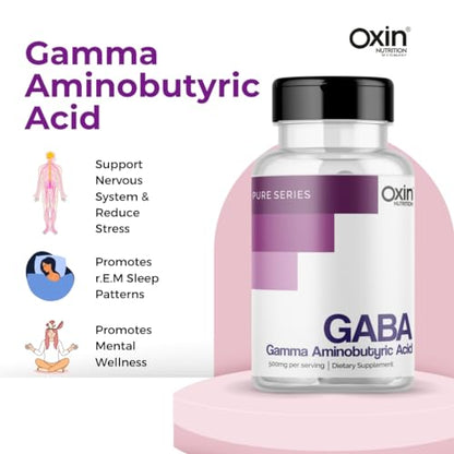 Oxin Nutrition GABA Gamma aminobutyric acid 500 mg Pure Series (90 Capsules)