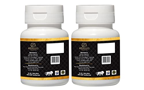 Ayuugain Vitality Gold Multivitamin Capsule for Men with Swarna Bhasma, Kesar, Shilajit, Makardwaj, y, Vitality, Power, Stamina, Endurance - Pack of 2