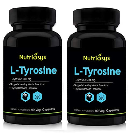 Nutriosys L-Tyrosine 500mg (90 Veg Capsules) pack of- 2