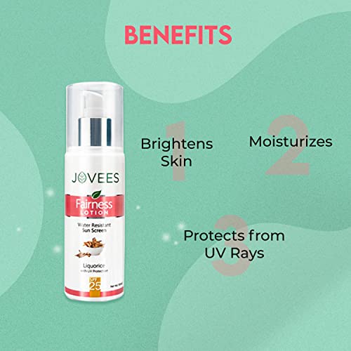 Jovees Herbal Sunscreen Fairness SPF 25 Lotion for Oily, Sensitive, Dry Skin Protects from Tanning & Uneven Skin Tone 200ml
