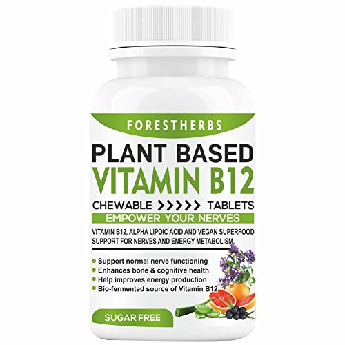 FORESTHERBS Vitamin B12 Supplements With Alpha Lipoic Acid, And Omega 3 To Supports Brain, Nerve & Cnitive Functions In Men, Women-60 Tablets (Pack 1)