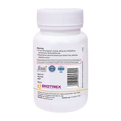 Biotrex Nutraceuticals Vitamin B12 With B1, B5, B6, B9(Folic Acid), Alpha Lipoic Acid ALA & Inositolnts | Energy Management | Antioxidant | 60 Tablets