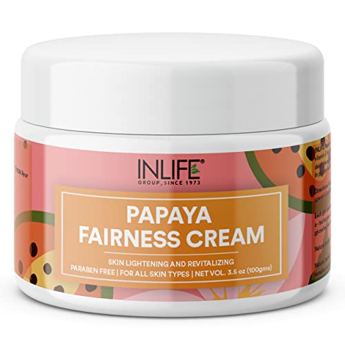 INLIFE Natural Papaya Face Cream with Aloe Vera, Anti Blemish Cream for Women & Men, Paraben Free, For All Skin Types (100g)