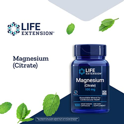Life Extension Magnesium Citrate, 160 Mg, 100 Capsules