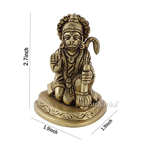 Collectible India Lord Hanuman Statue Religious Strength God Sculpture Figurine - Bajrangbali Murti for Puja Ghar (Size 7cm x 5cm)