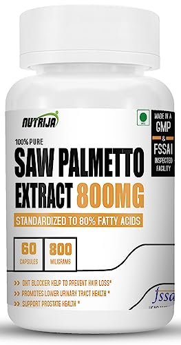 NutriJa Saw Palmetto Extract 800MG - 120 capsules (80% Fatty acid) - DHT Blocker | Supports Hair Growth & Healthy Prostate (120 capsules)