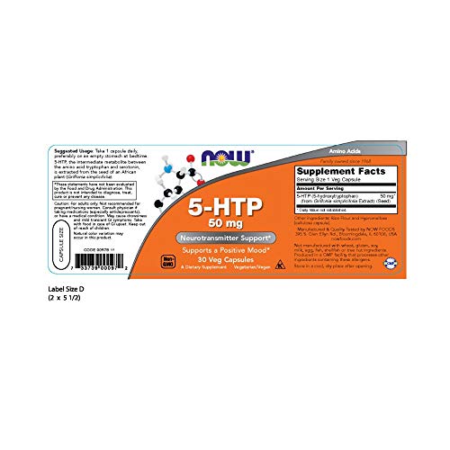 Now Foods 5 - Htp 50 Mg Neurotransmitter Support Capsules - 30 Veg Capsules