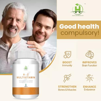 Healthy Nutrition A-Z Multivitamin for Men & Women with 24 Essential Vitamins & Minerals (60 Tablets)