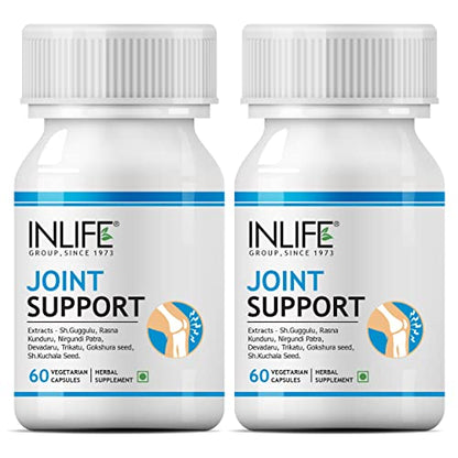 Inlife Joint Support Health Supplement with Expert Active Pain Relief, Boswellia Serrata, Guggul and other Ayurvedic Herbs, 500mg - 2x 60 Veg Caps