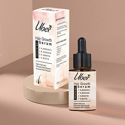 Uber Hair Growth Serum Actives 13% |With Redensyl, Anagain, Keratin & Biotin For Hair Fall Control f| Reduces Hair Fall | Increase Hair Density | 30ml