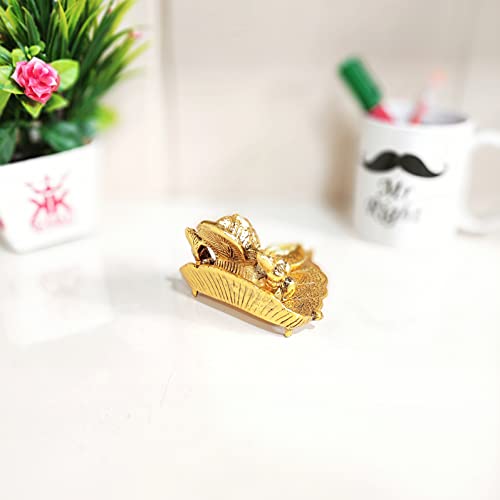 DreamKraft Metal Patta Ganesh with Deepak Showpice (7 Cm x 12 cm x 9 cm, Gold)