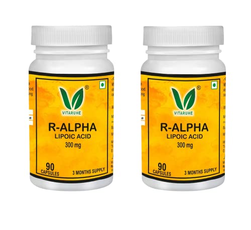 VITARUHE® R-Alpha Lipoic Acid, high Dosage, 300 Mg Per Capsule, Vegan, 3 Month Treatment, Natural Foe dietary supplement without unnecessary additives