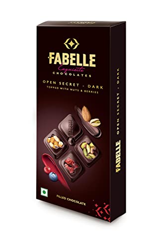 Fabelle Open Secret, Centre- Filled Luxury Chocolate Bar with Dark Choco Mousse and Visible Nuts & Berries, 125g