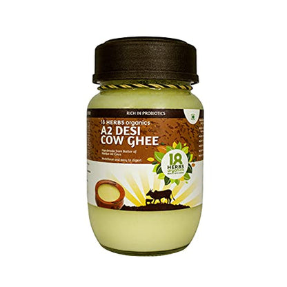 18 Herbs Organics A2 Cow Desi Ghee 200 ML | Traditional Bilona Method | Hand Churned Butter