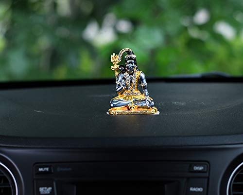 Collectible India Gold Plated Lord Shiva Statue Car Dashboard - Shiva Idol Showpiece - Lord Blessing Shiv Shankar Bholenath