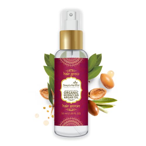 Simply Herbal Organics Moroccan Argan Oil Total Repair Instant Smoothing Hair Serum For Frizzy Hair To Dry Hair Enriched With Jojoba And Almond 50 Ml