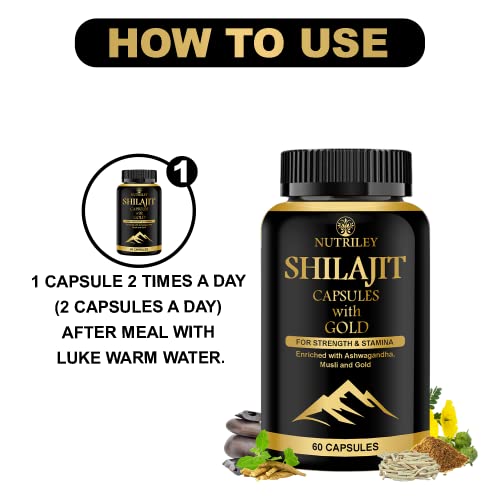 Nutriley Shilajit Gold Capsules For Men, Himalayan Shilajit, Shilajit Resin, Shilajeet tablets 50 Capsules (Pack of 1)