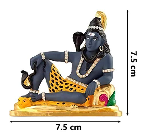 Relicon Lord Shiv Idol | Shankar Idol | Shiva Idol (Design-112) Blue Metal Statue for Car Dashboard | Mandir Murti (L*B*H-7.5 x 1.5 x 7.5 Cm)