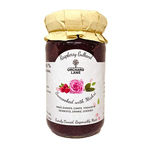 Orchard Lane Raspberry Gulkand | Rose petal jam | Mishri Elaichi Gulkand | Suncooked Damask roses from Pushkar | No refined sugar - 240 gm