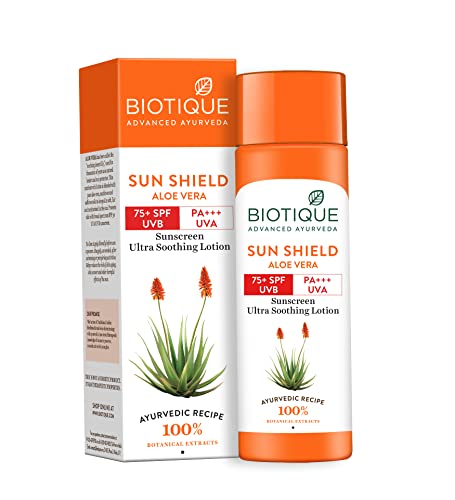 Biotique Sun Shield Aloe Vera 75+ SPF Sunscreen Ultra Soothing Lotion, 190ml
