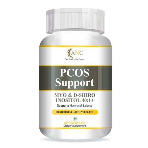 ANC PCOS Supplement - 40:1 Ratio 2000mg Myo-Inositol to 50mg with PCOS Vitamins & Minerals, 60 Capsules