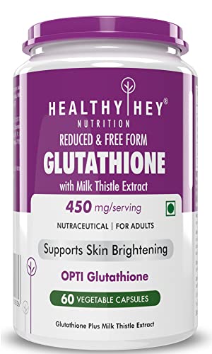 HealthyHey Nutrition Reduced Glutathione with Milk Thistle - Support Skin Lightening & Liver Health - Produced in Japan - 60 Veg Capsules