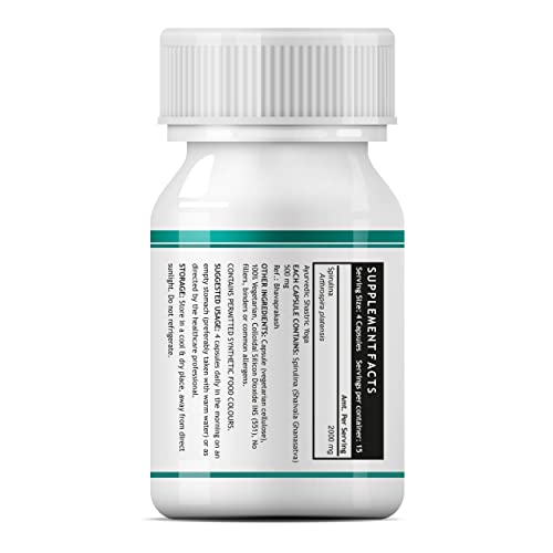 INLIFE Organic Certified Spirulina Supplement 500 mg - 60 Vegetarian Capsules