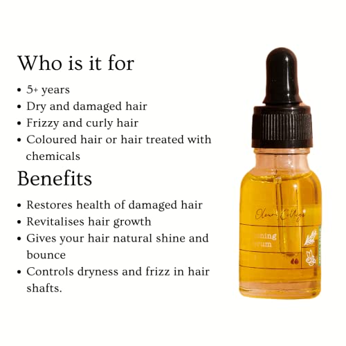 Oleum Cottage Conditioning Hair Serum, 15 ml, Made with cold pressed jojoba oil and pure essential on hair serum that gives a natural shine and bounce