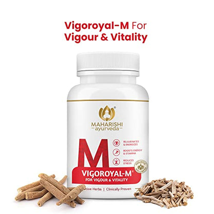 Shilajit Tablets | Maharishi Ayurveda Vigoroyal M & F Formulation For Vigor and Vitality| Contains Shilajeet, Ashwagandha and Gokshura 120 Tab