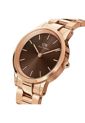 Daniel Wellington Iconic Link Amber Rose Gold Strap Brown Dial Men's Watch (40mm)